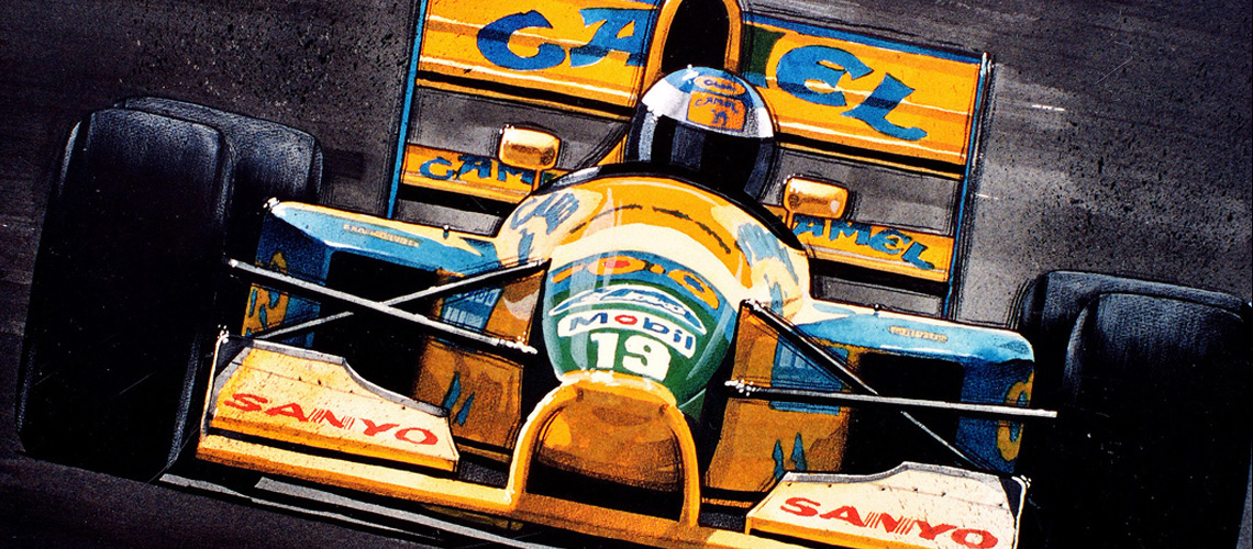 Autós akvarell festmény