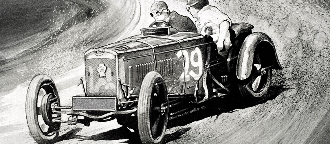 Autós akvarell festmény