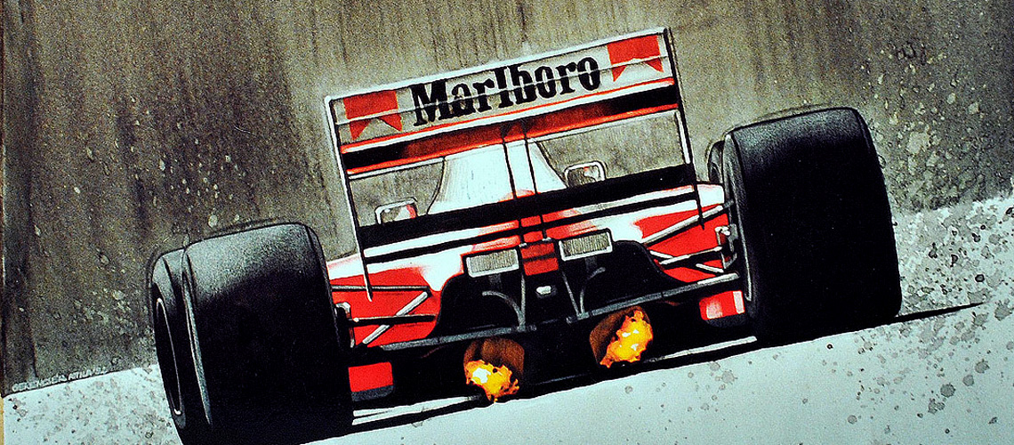 Autós akvarell festmény