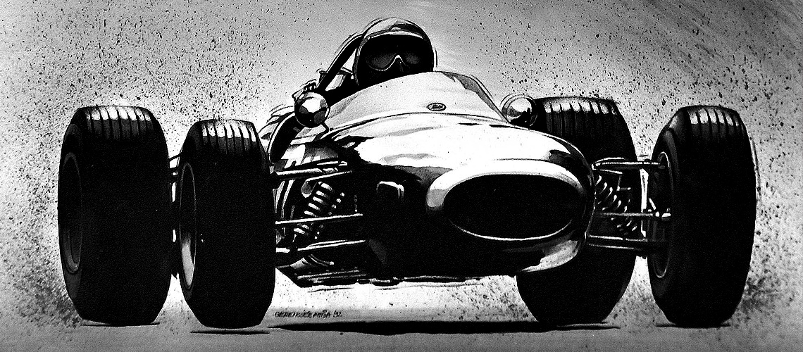 Autós akvarell festmény